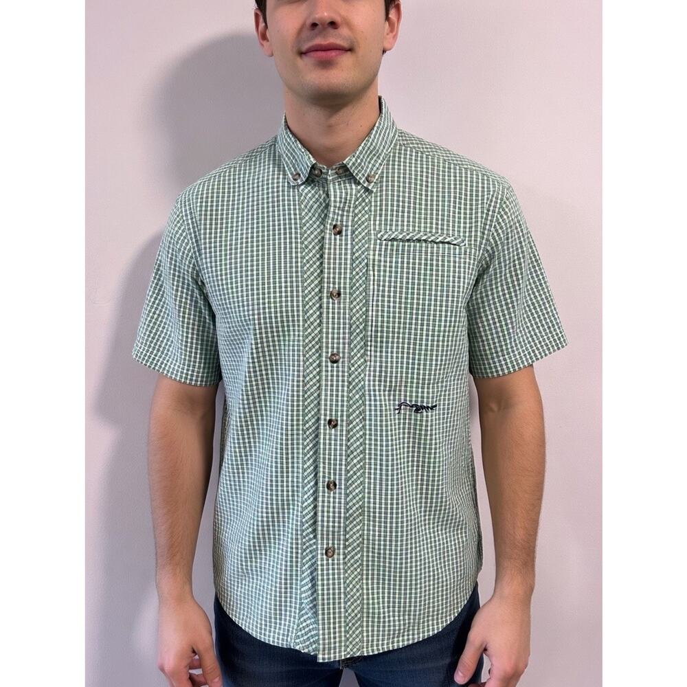 True Flies Bokeelia Button Down Men’s Fishing Shirt Green Light Casual Sz M